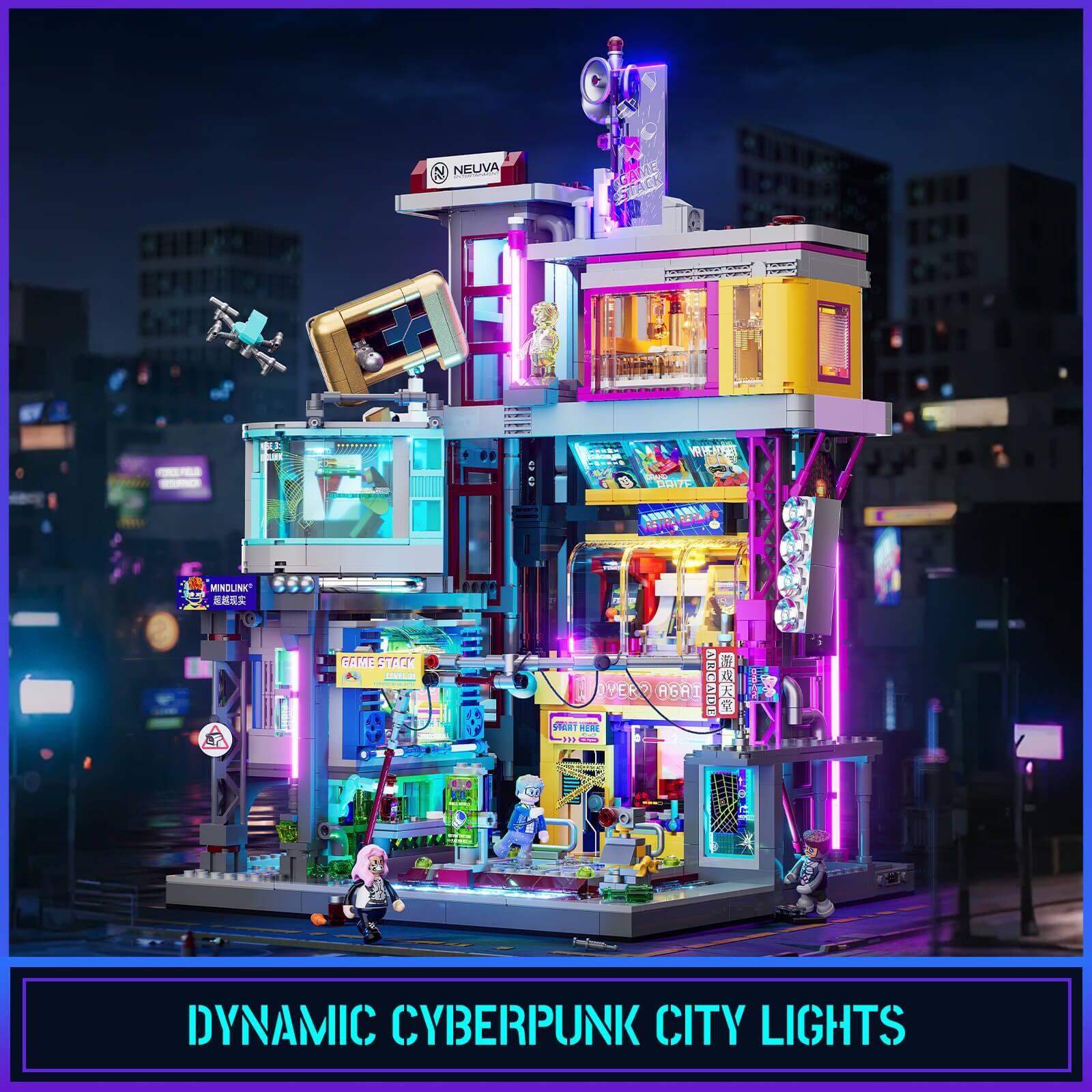 NEUVA  
SNACK GAM  
2018  
MANCE  
BRIZE  
EDI RETRA  
MINDLINK  
GAME STACK LEVEL 21  
START HERE VER? AGRI ARCADE 100  

DYNAMIC CYBERPUNK CITY LIGHTS