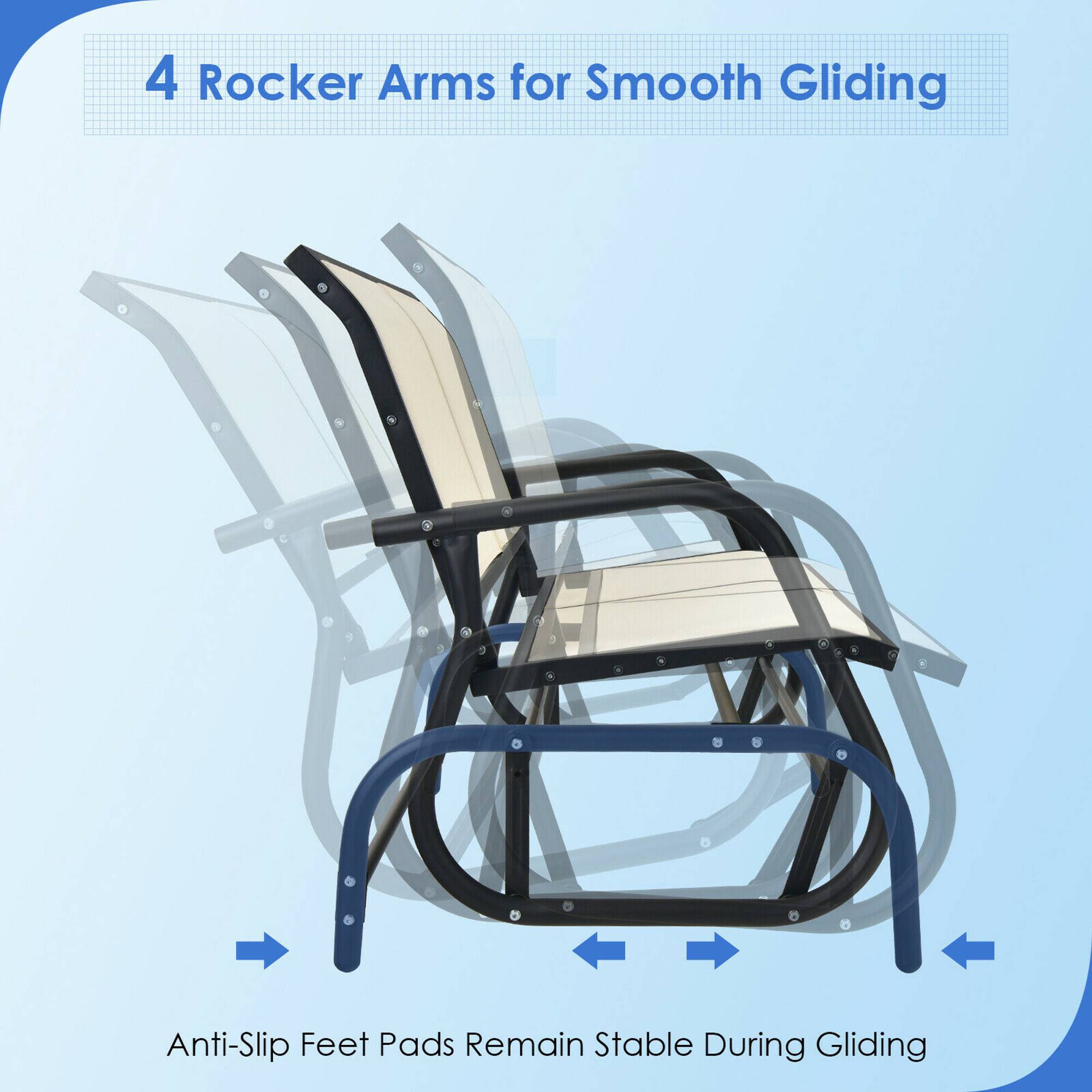 4 Rocker Arms for Smooth Gliding

Anti-Slip Feet Pads Remain Stable During Gliding