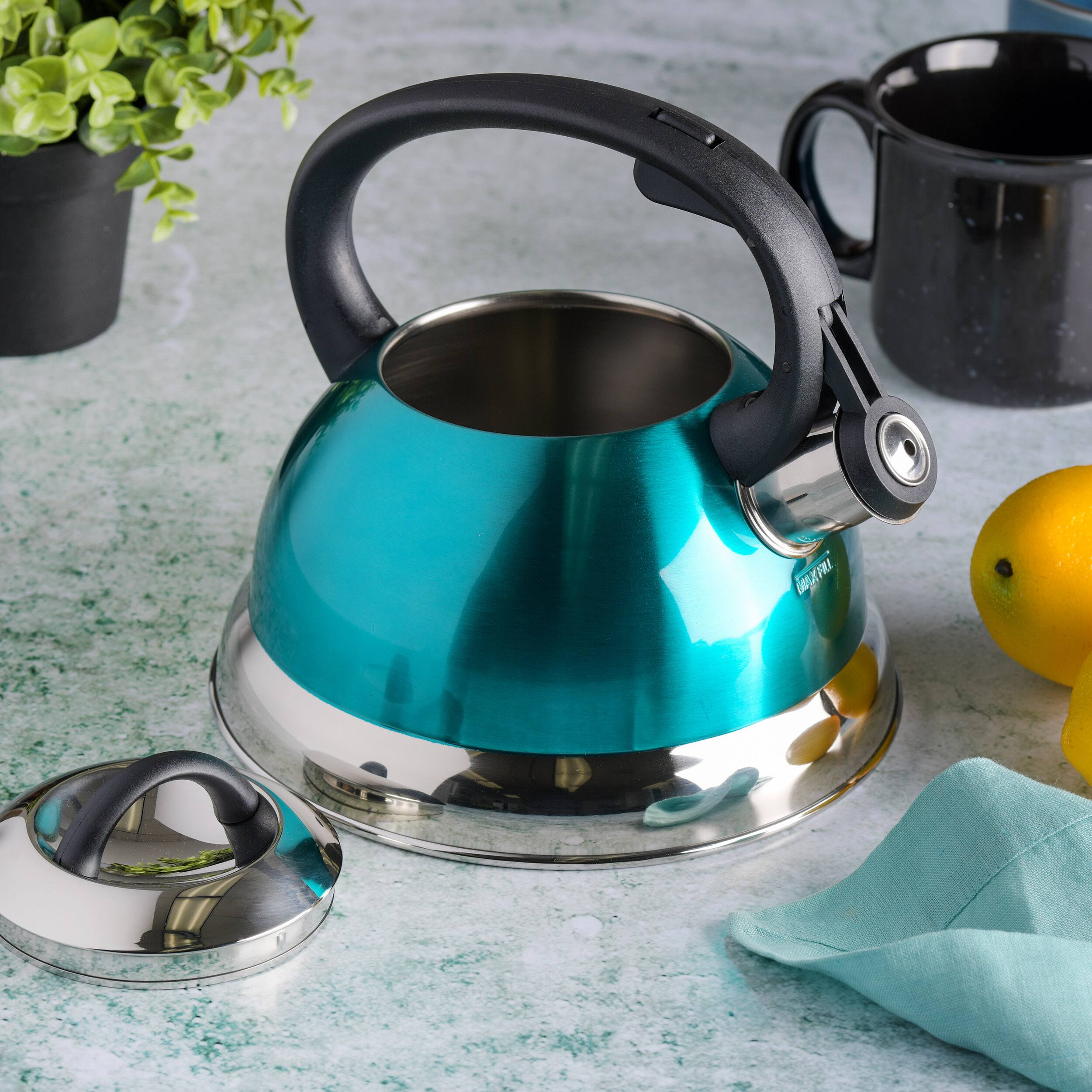 Alt View 7. Mr. Coffee - Mr. Coffee Flintshire 1.75 Quart Whistling Stovetop Tea Kettle in Turquoise - Blue.
