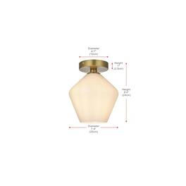 Living District - Gene 8 Inch Flush Mount Ceiling Light Frosted White Shade in Satin Gold - Satin Gold And Frosted White