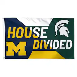 WinCraft - Michigan Wolverines vs Michigan State Spartans 3' x 5' Single-Sided Deluxe House Divided Flag - Multicolor