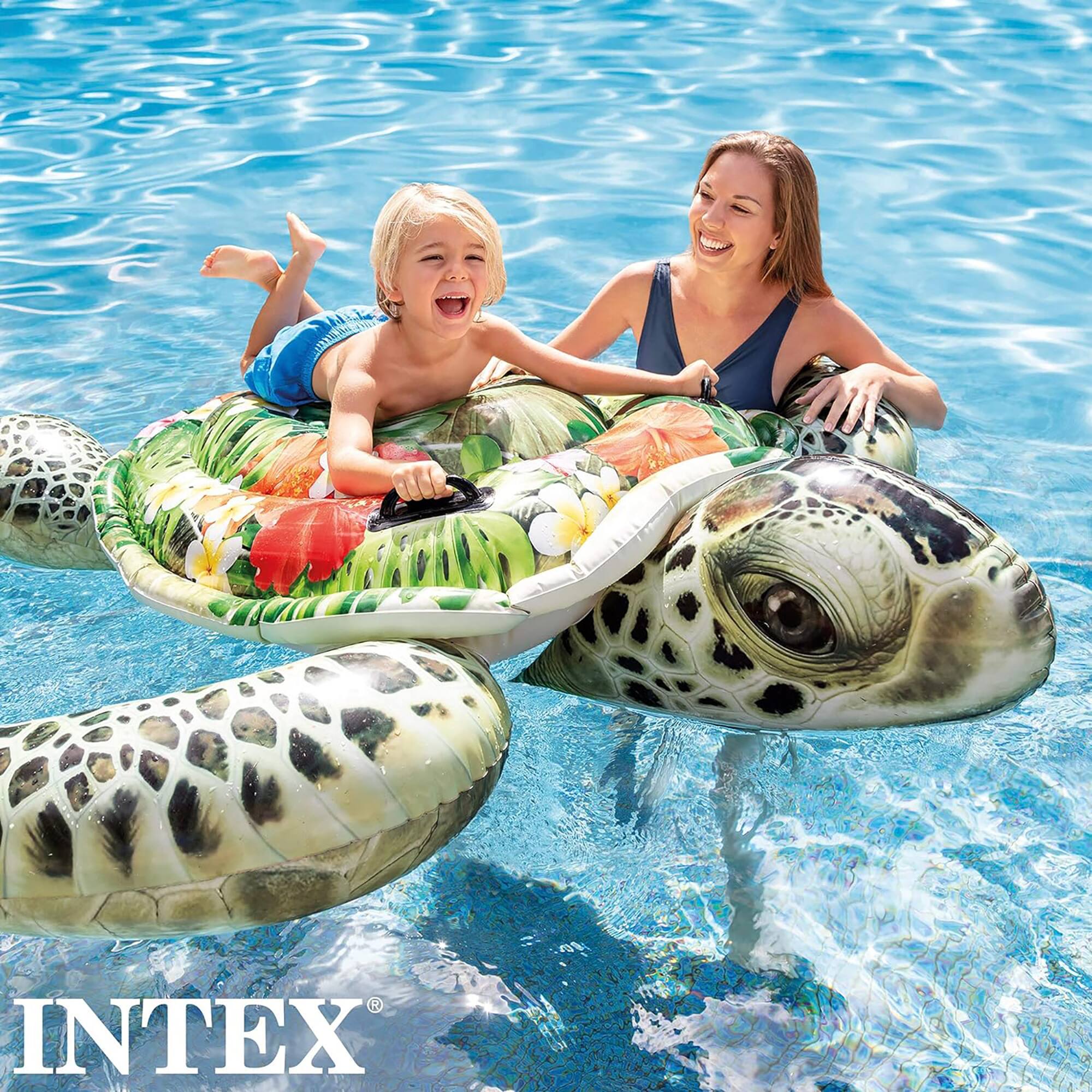 Back. Intex - Realistic SeaTurtle 75 x 67" Inflatable Water Float, Kids Ages 3+.