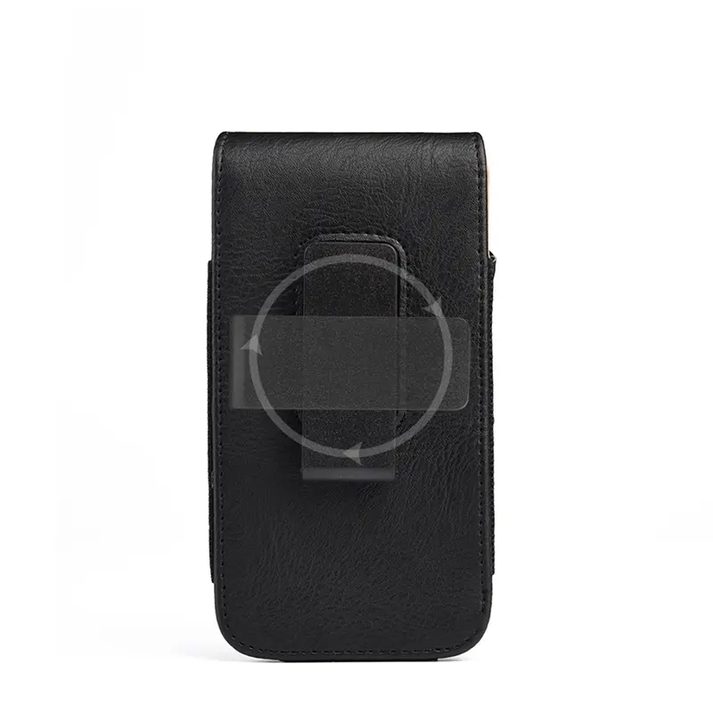 Alt View 4. LUXMO - LUXMO Large Vertical Universal Leather Phone Pouch - Black - Black.