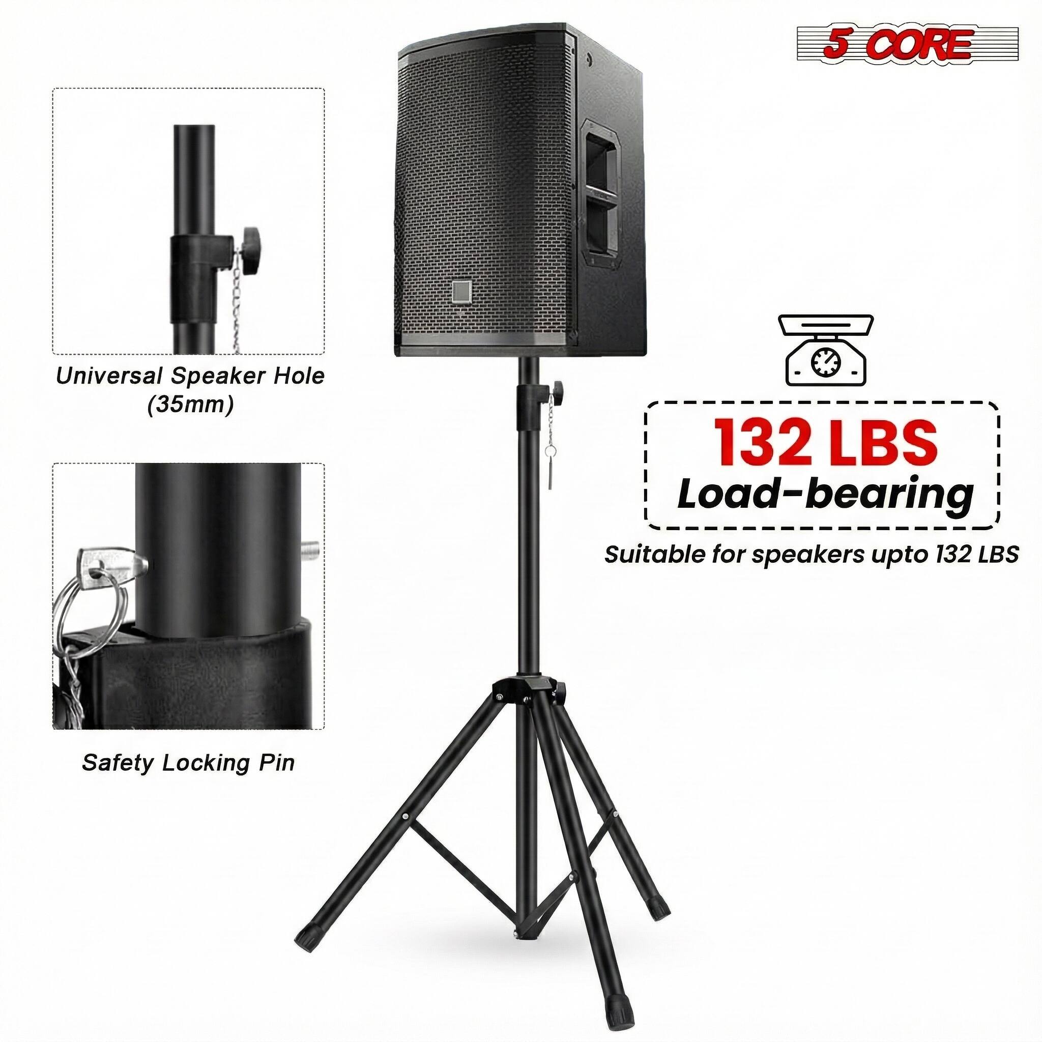 5 CORE Universal Speaker Hole (35mm)  
132 LBS Load-bearing  
Suitable for speakers up to 132 LBS  
Safety Locking Pin