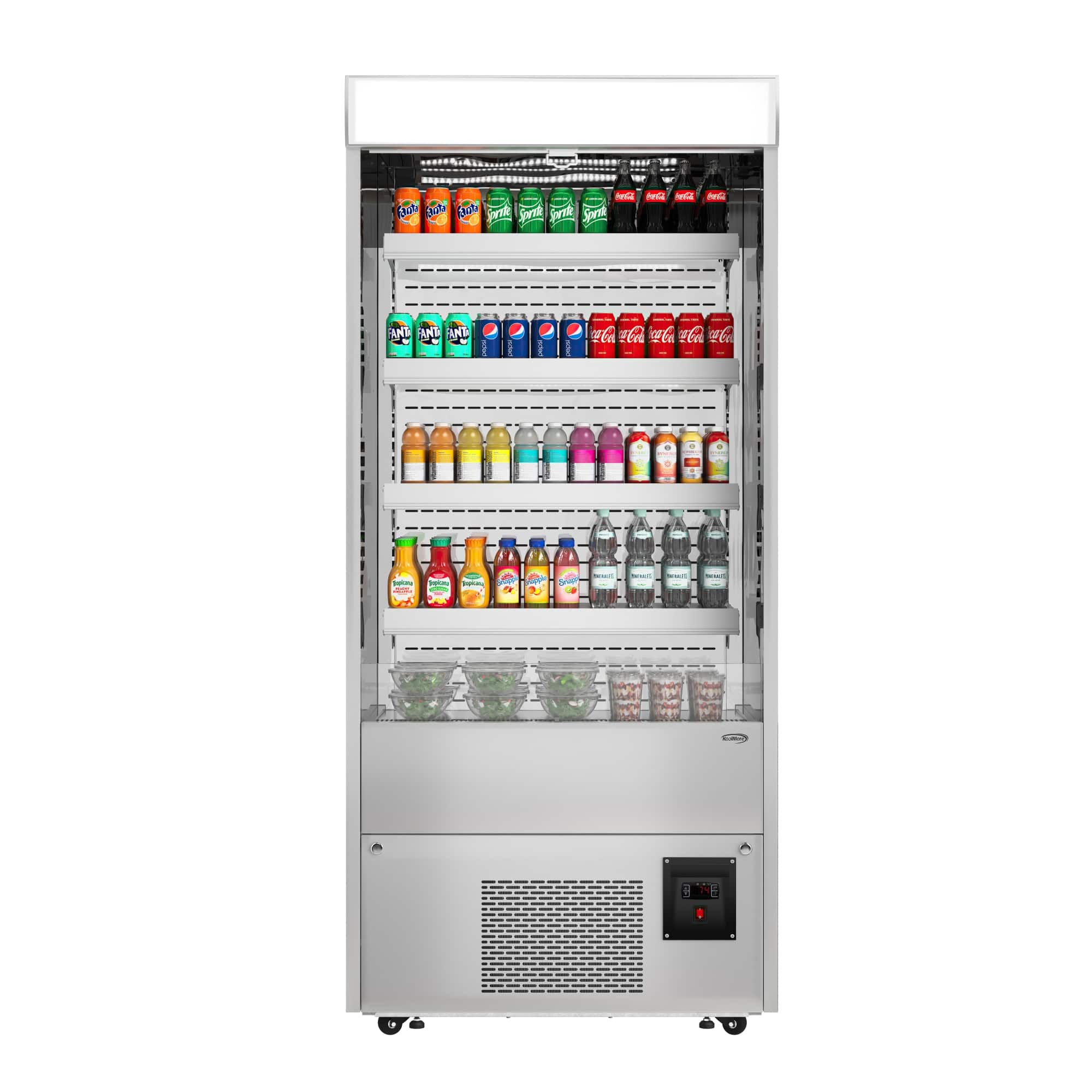 Koolmore - 36 in. Open-Air Merchandiser Grab and Go Refrigerator, 18 cu. ft. in (KM-CDA-18C-SS) - stainless steel