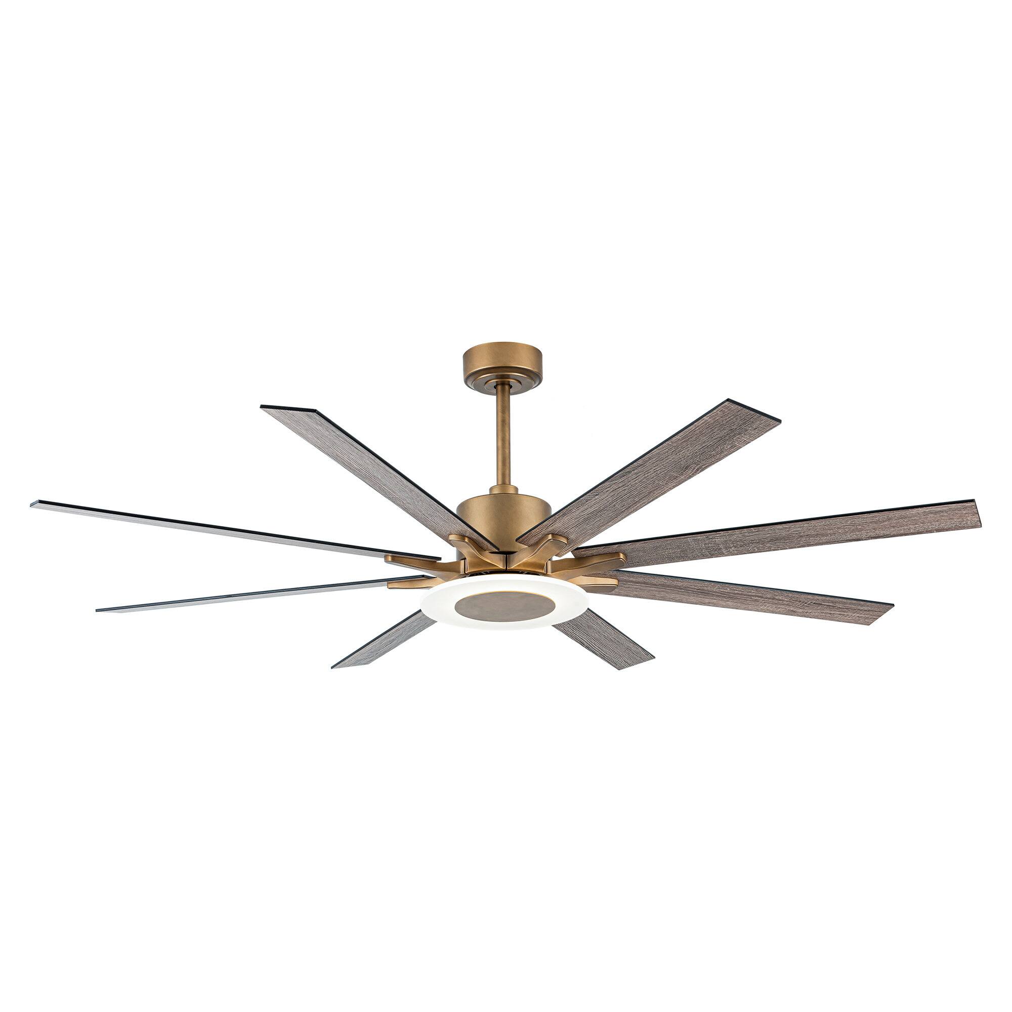Alt View 1. Parrot Uncle - 65" Indoor Ceiling Fan with Remote and Reversible DC Motor - Antique Gold.