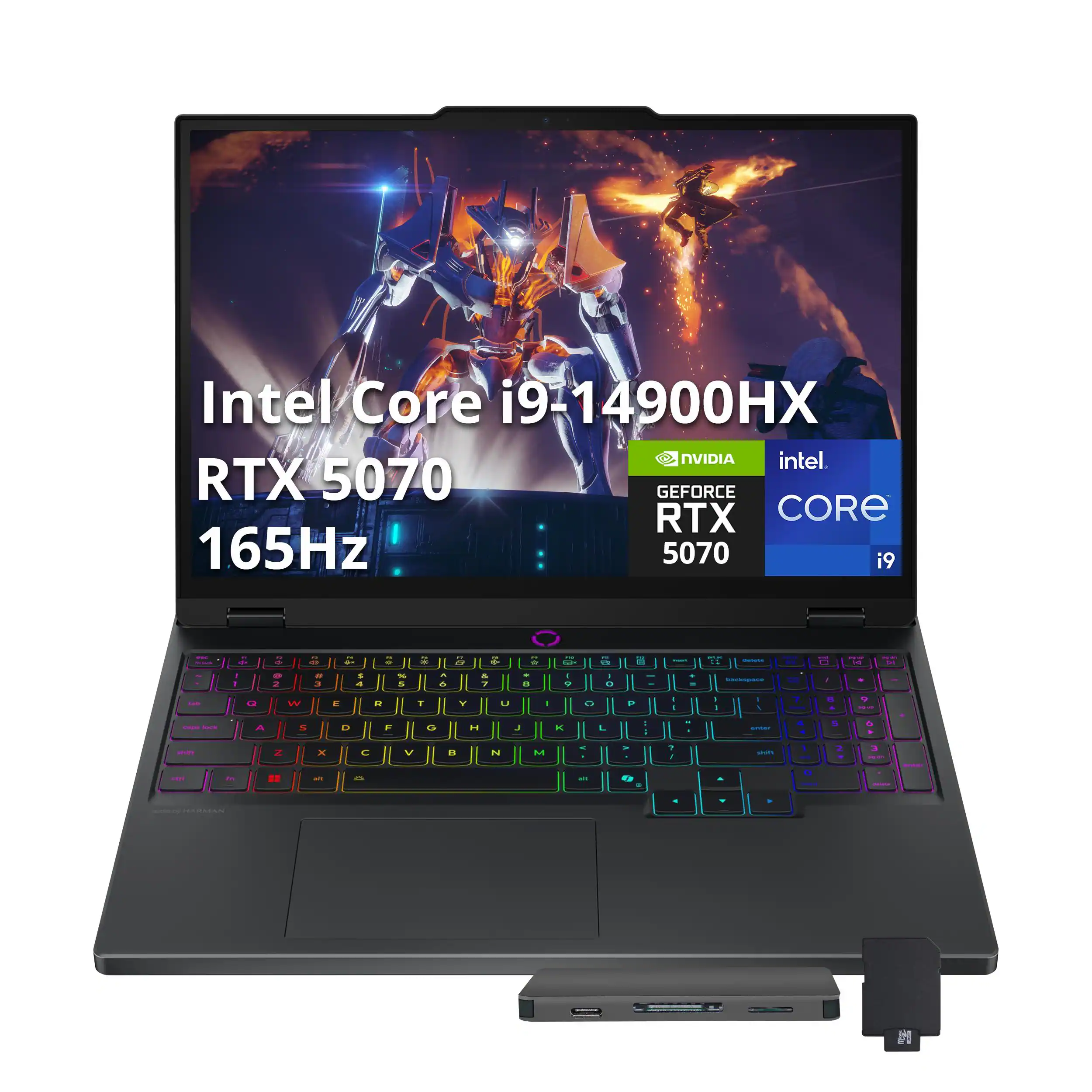 Lenovo - Legion 5 15.1" Gaming Laptop,Intel i9-14900HX,64GB DDR5,2TB PCIe SSD,GeForce RTX 5070,Win 11,1TB Dock Station - Black