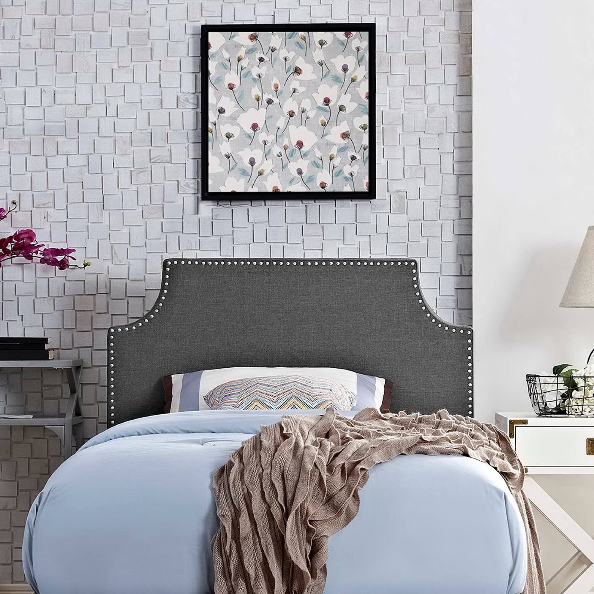 Alt View 3. Modway - Laura Upholstered Fabric Twin Headboard by Modway - Gray.