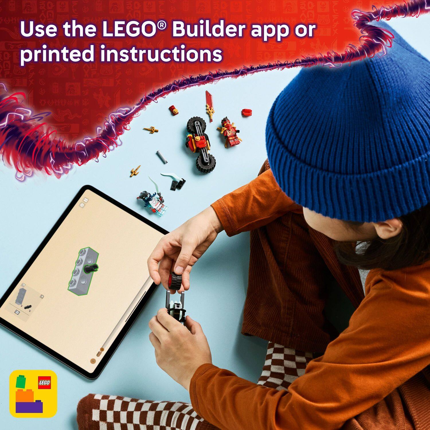 Use the LEGO Builder app or printed instructions