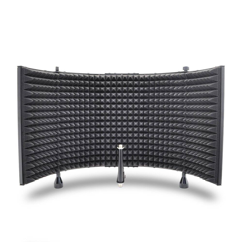 Left. Pyle - Pyle Microphone Isolation Shield, Sound Dampening Foam, Studio Quality, Adjustable Mic Depth, Folding Panels - Black.