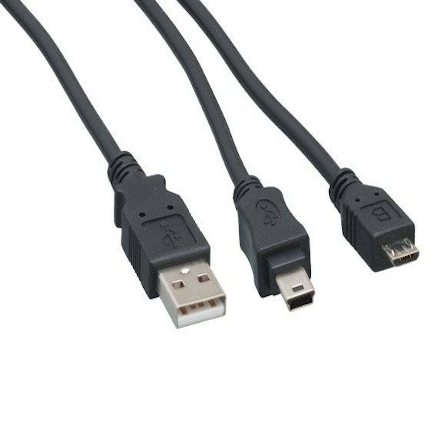 Front. Sanoxy - Sanoxy 5ft USB 2.0 A Male to Mini-B 5-pin + Micro-B 5-pin Charging Cable - Black.