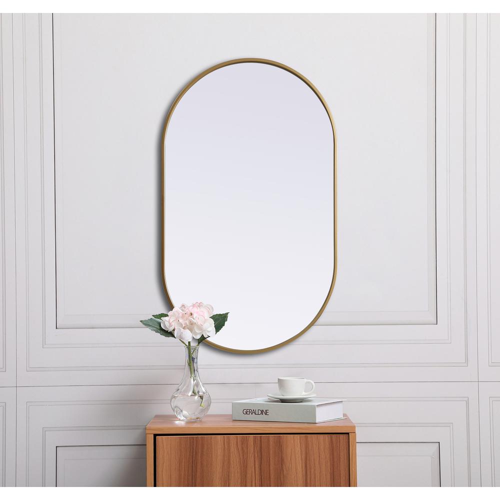 Alt View 8. Elegant Decor - Metal Frame Oval Mirror 24x40 Inch in Brass - Brass.