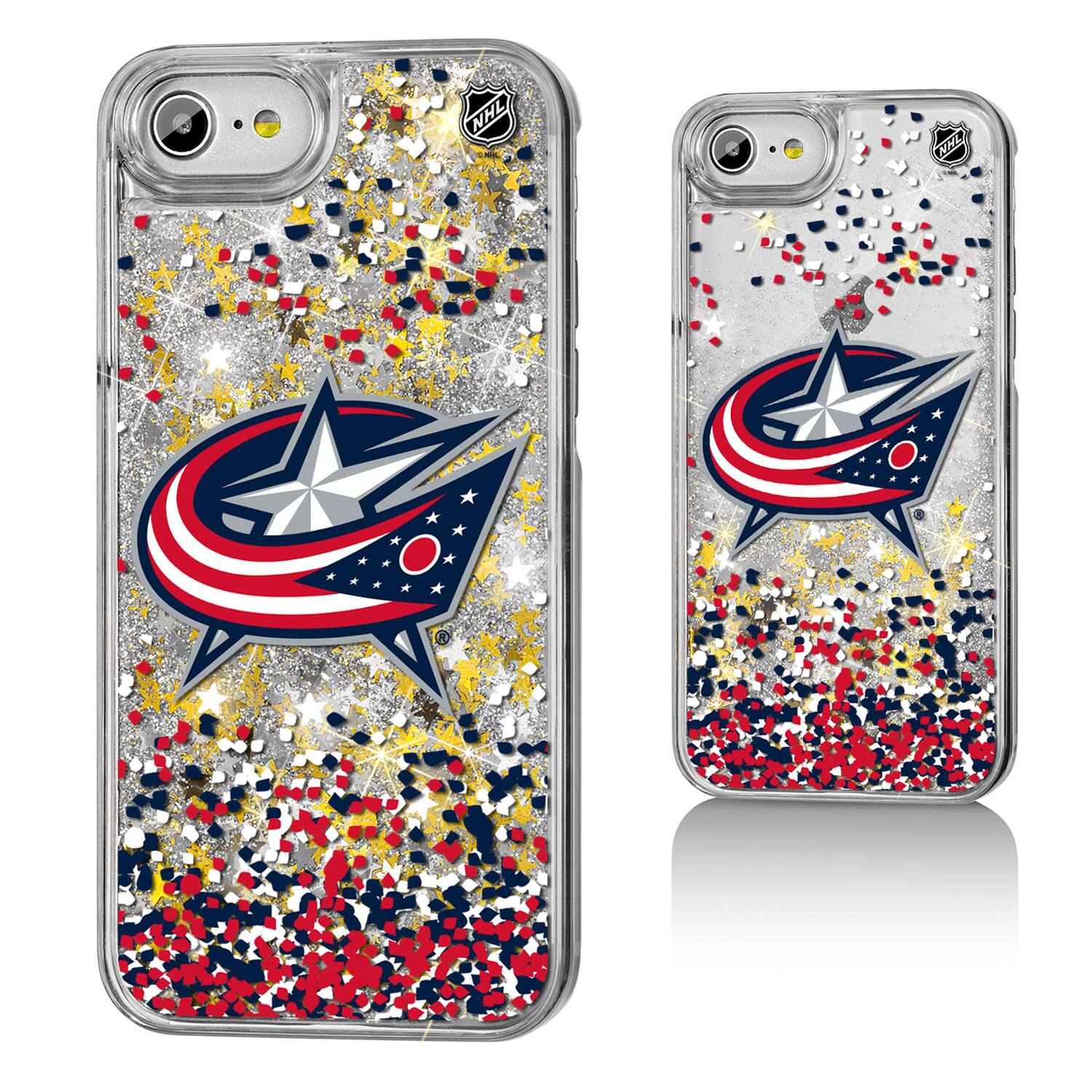 Alt View 3. Keyscaper - Columbus Blue Jackets iPhone Confetti Glitter Case - 13 Pro - Multicolor.