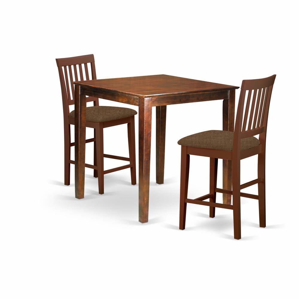 Back. East West Furniture - VERN3-MAH-C 3 Pc Counter height Table-Square gathering Table and 2 Stools - Mahogany.