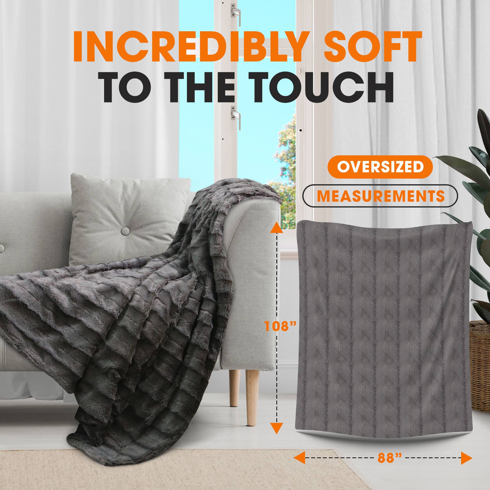 INCREDIBLY SOFT TO THE TOUCH

OVERSIZED MEASUREMENTS

108" x 88"