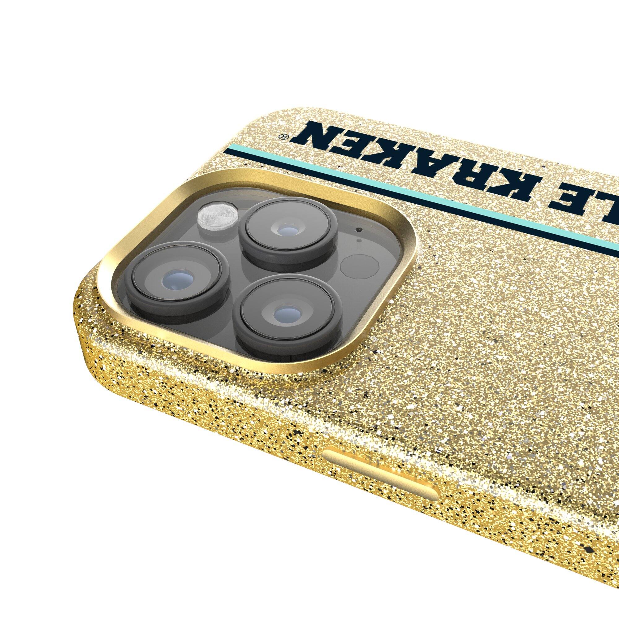 Alt View 2. Keyscaper - Gold Seattle Kraken Sidebar Bling iPhone Case - 15 Pro Max - Gold.