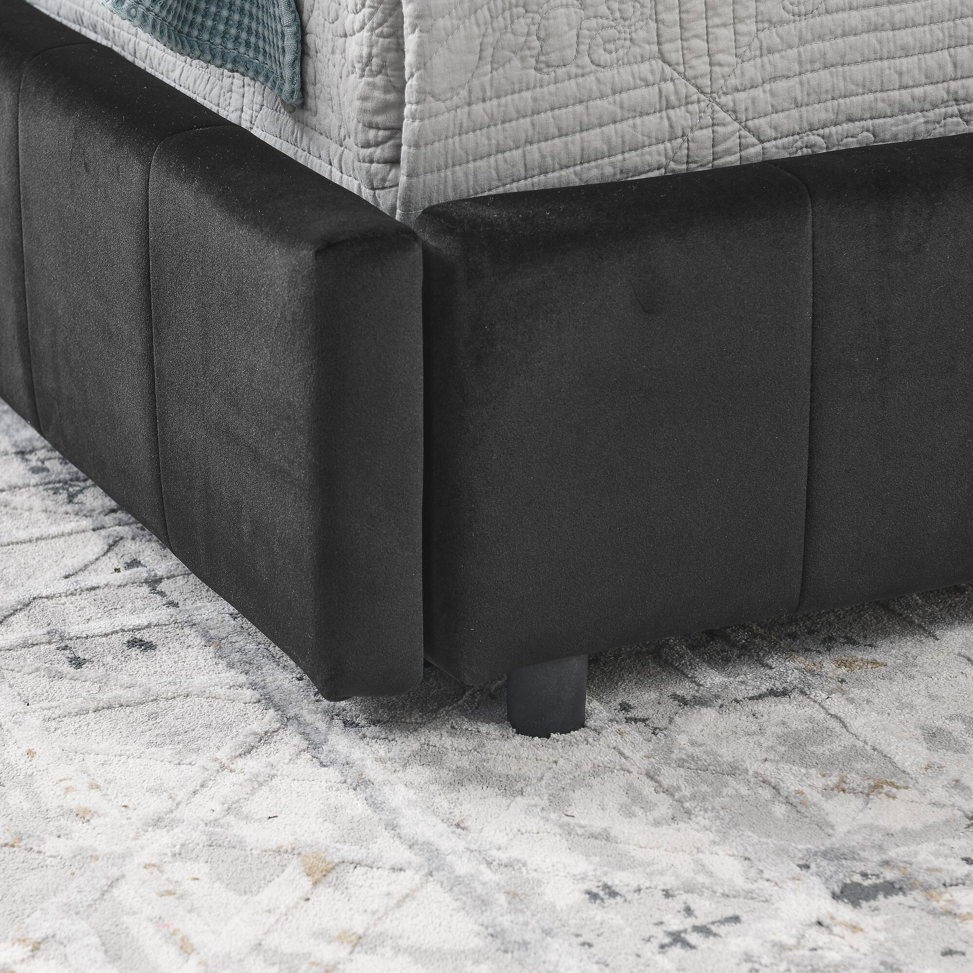Alt View 1. Anysun - Full Size Velvet Tufted Storage Bed Frame - Sofa Bed with Backrest & Armrests for Bedroom or Living Room - Black.