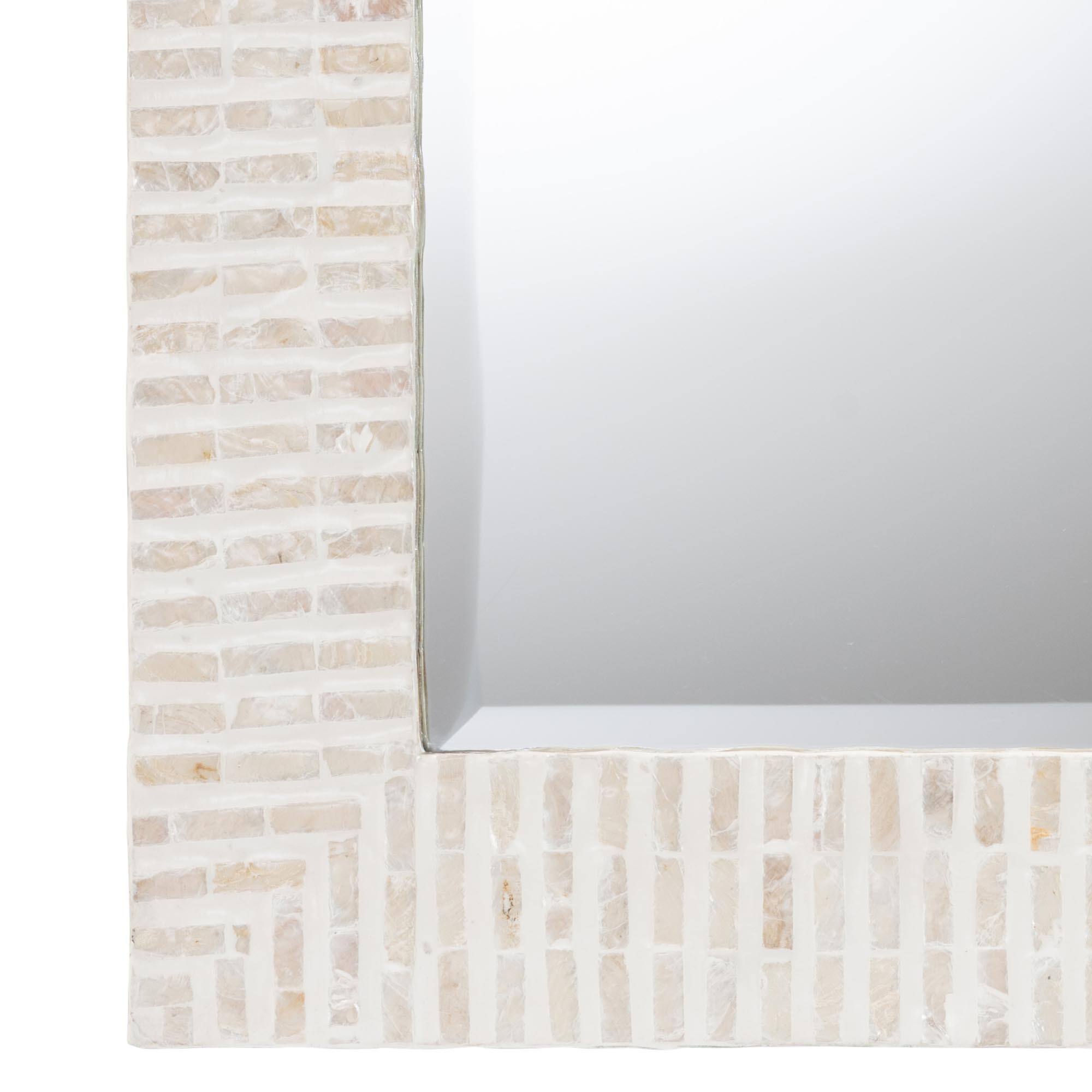 bali & pari Chalina Capiz Shell Accent Mirror White/Beige - Best Buy