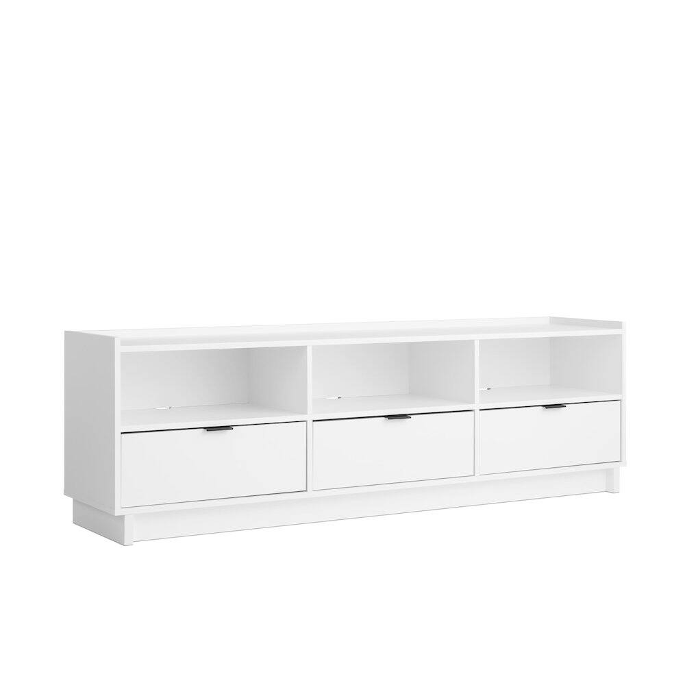 Front. Prepac - Simply Modern TV Stand White Engineered Wood Storage Cabinet with Shelves - White.