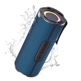 Dazzed Corner - Portable Bluetooth Speaker, Wireless Waterproof Speaker with RGB Lights - Blue
