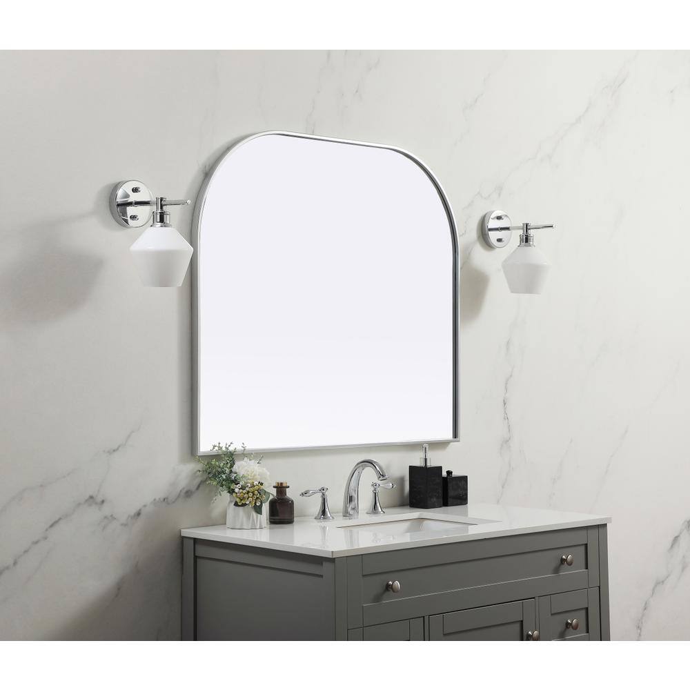 Alt View 4. Elegant Decor - Metal Frame Arch Mirror 40x34 Inch in Silver - Silver.