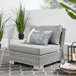 Conway Outdoor Patio Wicker Rattan Armless Chair by Modway - Light Gray Gray