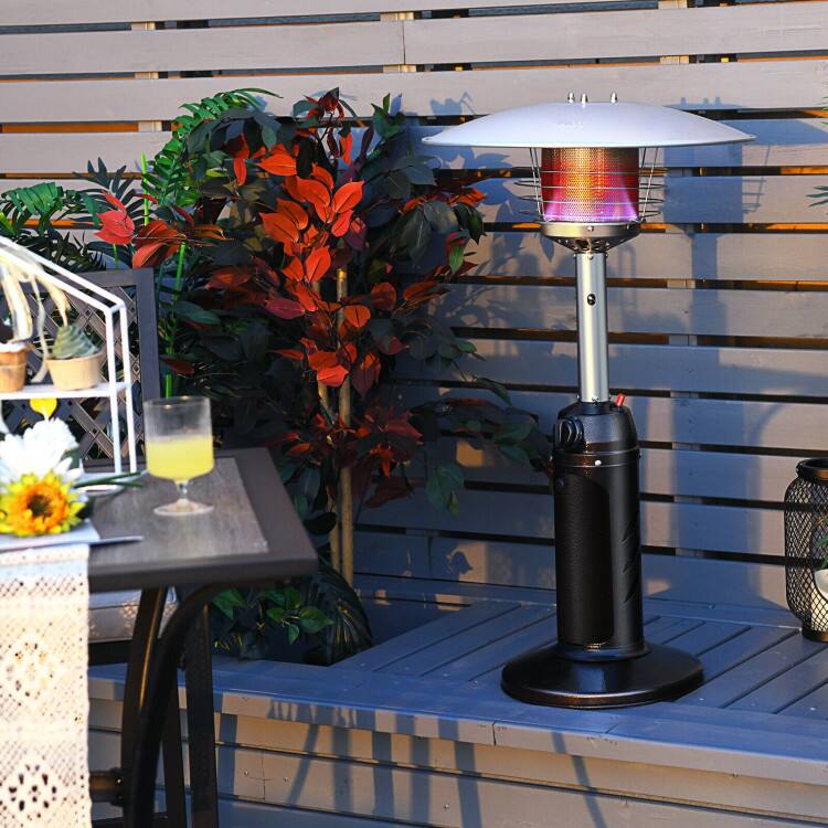Left. Mondawe - 13000 BTU Portable Tabletop Propane Patio Standing Heater - Black.