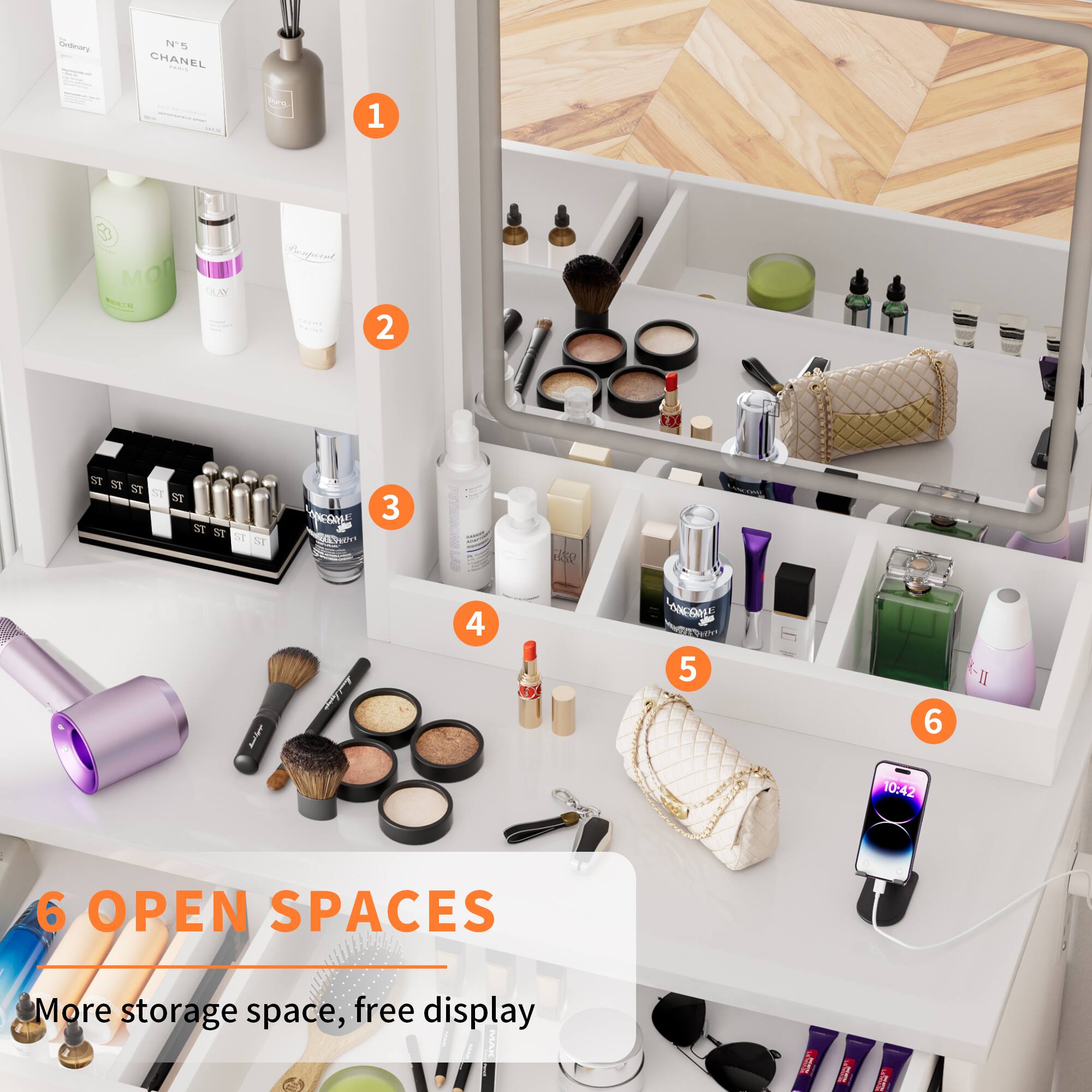 6 OPEN SPACES  
More storage space, free display