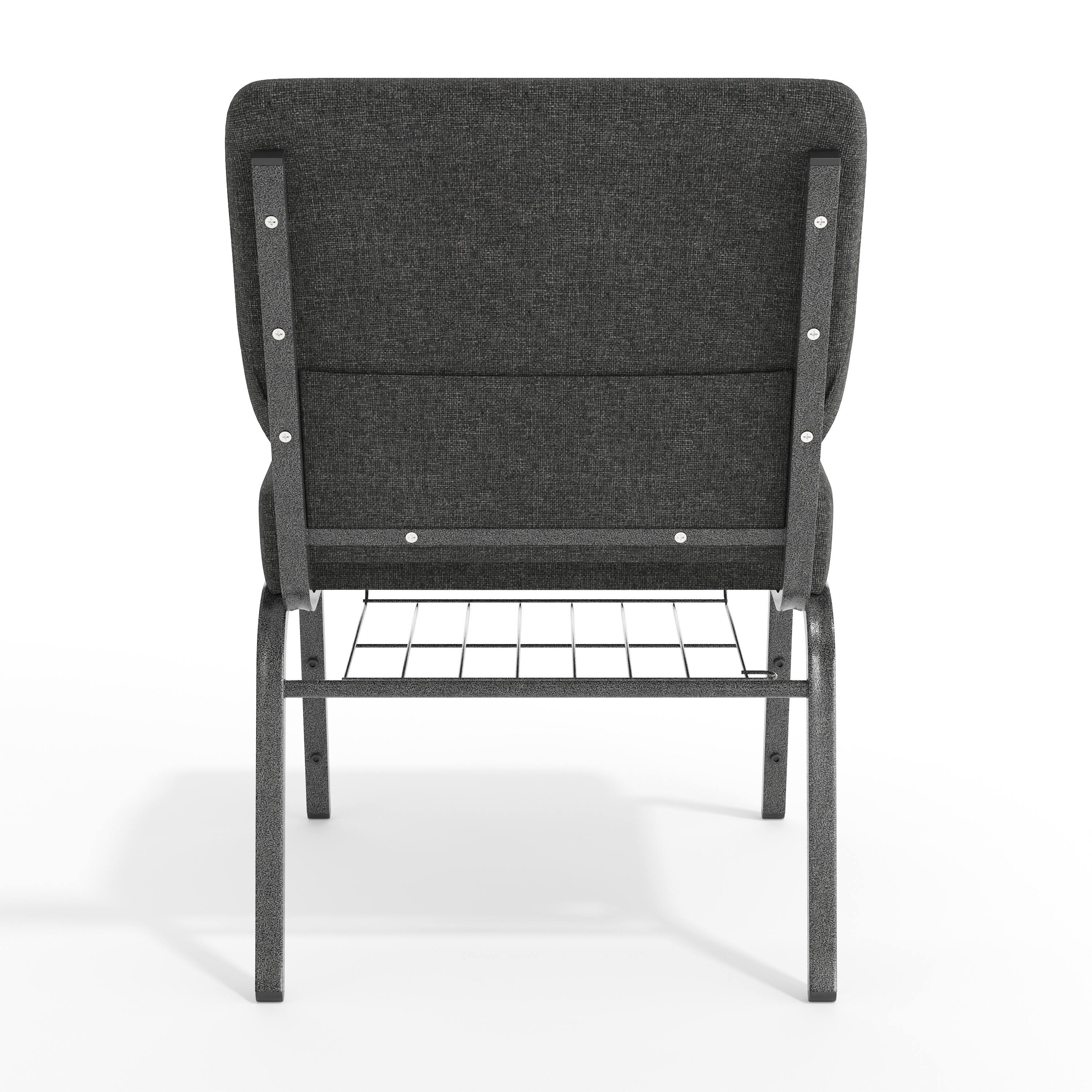 Alt View 7. Emma + Oliver - 21"W Church/Reception Guest Chair with Communion Cup Book Rack - Dark Gray Fabric/Silver Vein Frame.