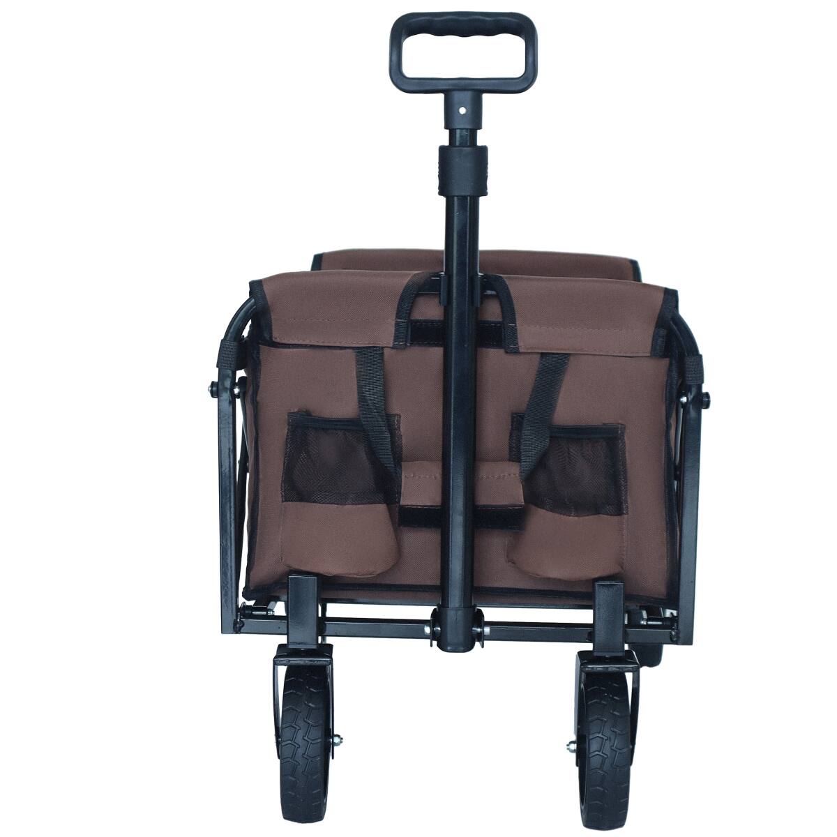 Left. Loheer - Loheer Expandable Dual Layer Utility Wagon, 225 lb Capacity Folding Cart with Swivel Wheels, Brown.