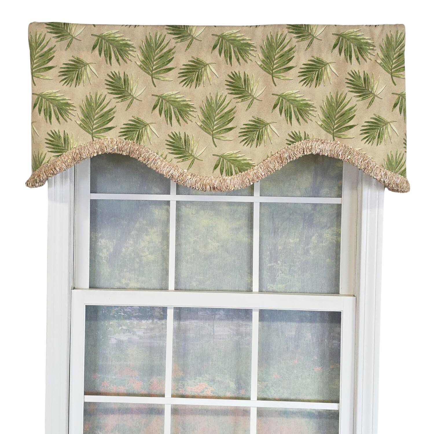 RLF Home - 100% Cotton Hawthorn Cornice With Poly/Cotton Ivory lining Rod Pocket Valance 50" x 17" - Taupe