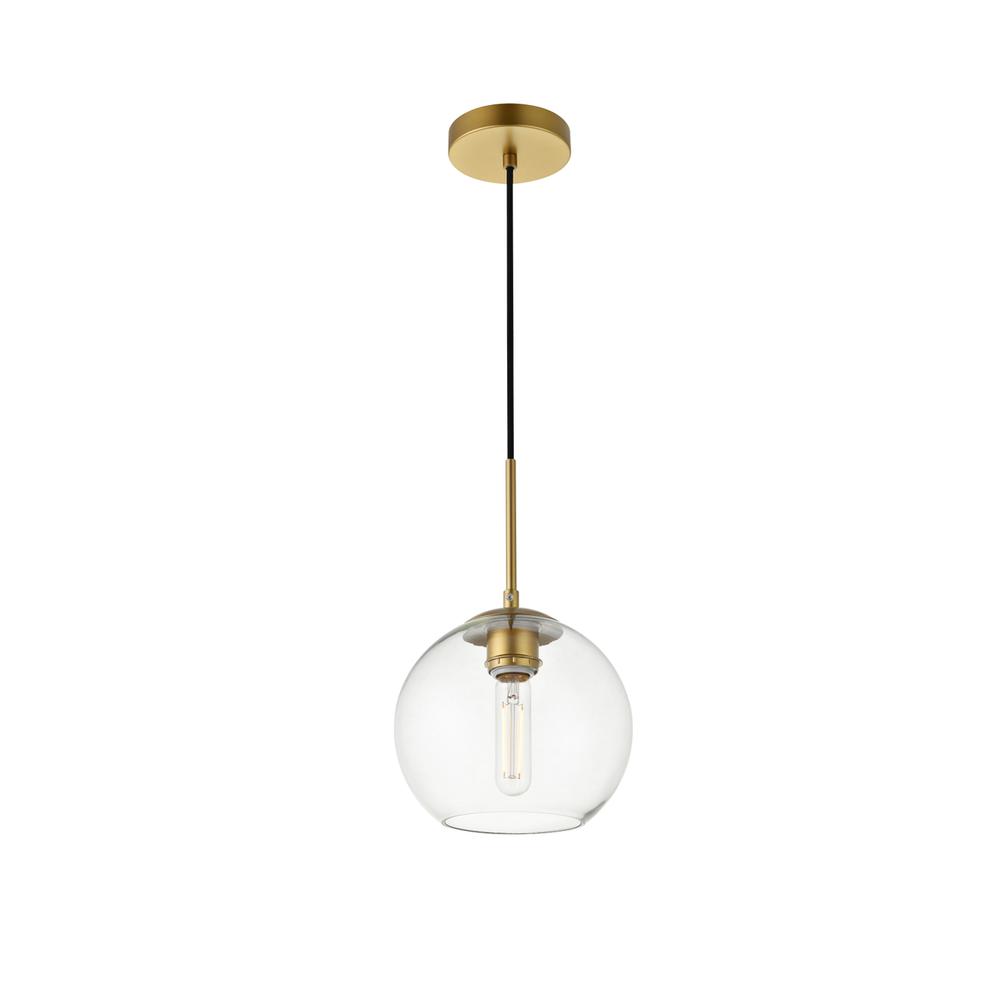 Alt View 2. Living District - Baxter 1 Light Brass Pendant With Clear Glass - Brass And Clear.