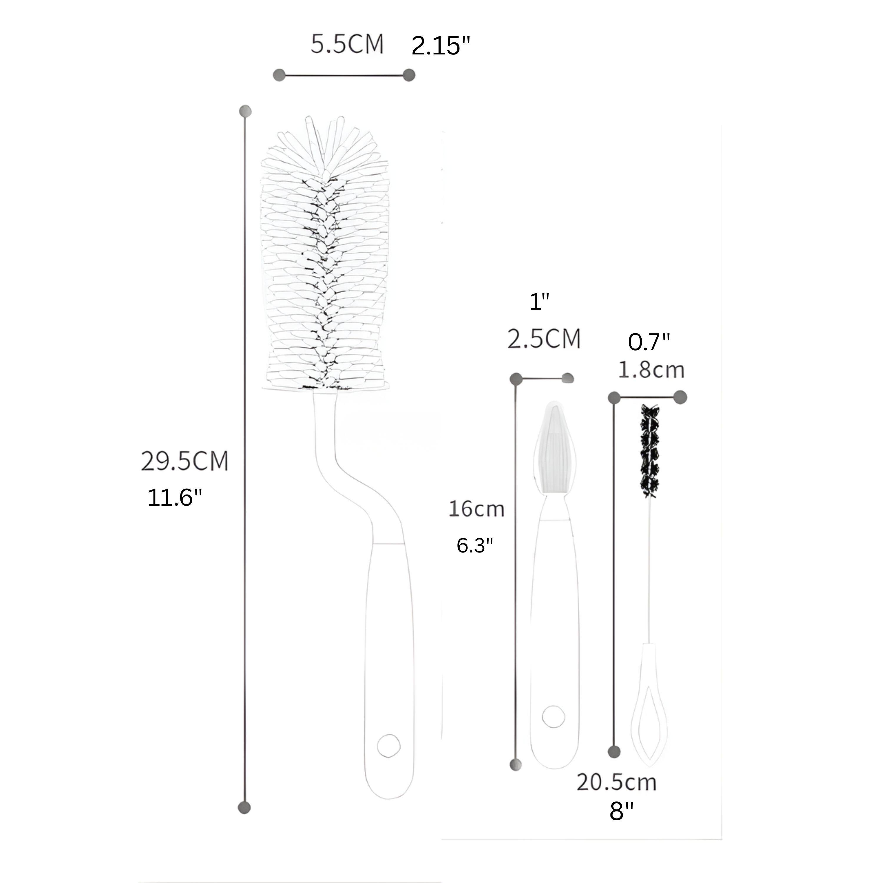 5.5CM 2.15"  
1" 2.5CM 0.7" 1.8cm  
29.5CM 11.6"  
16cm 6.3"  
20.5cm 8"