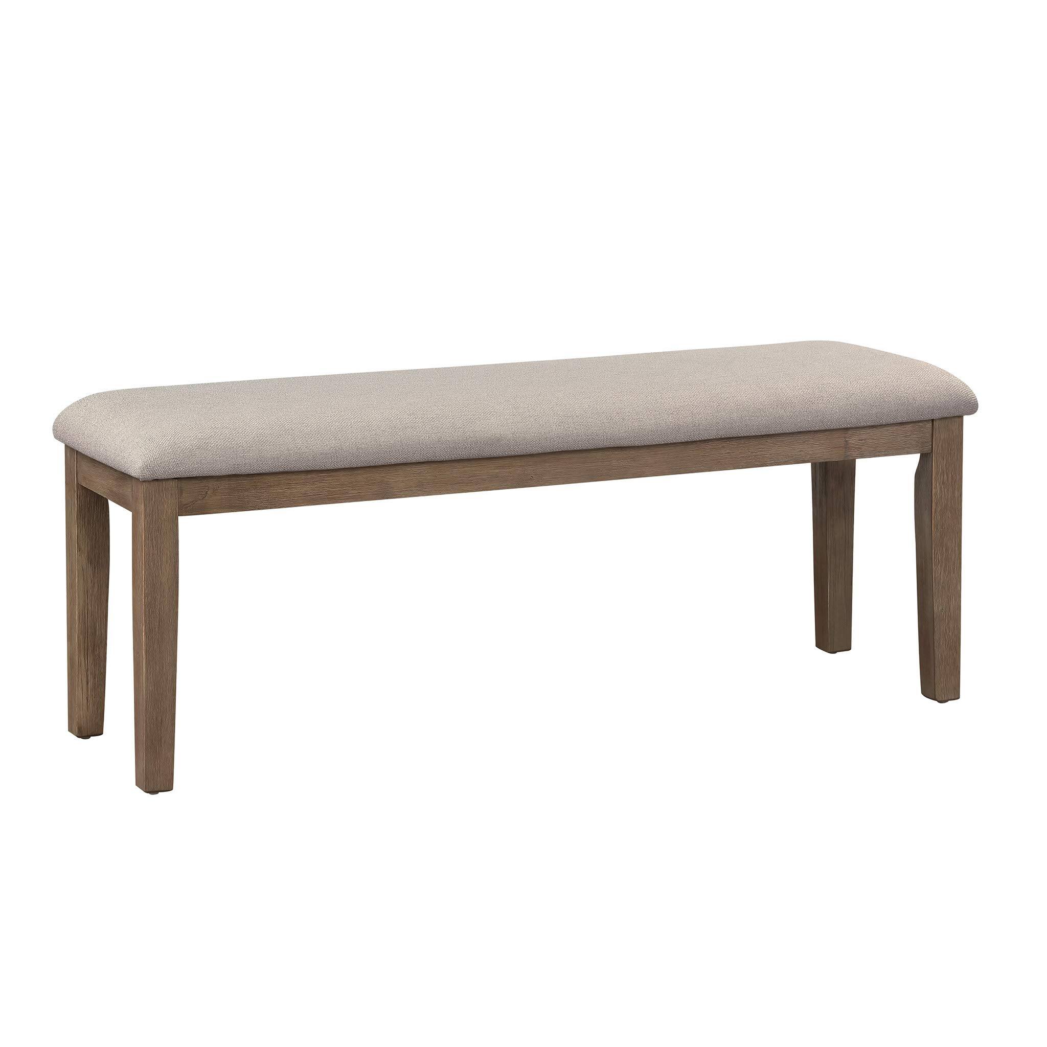 JETRANSPORT - Blair Upholstered Dining Bench 48" W Entryway Sturdy Solid Wood Frame Wire Brush Brown Finish Comfortable - Brown Bench