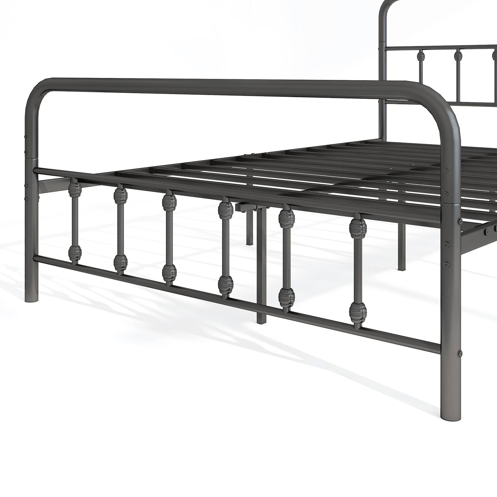 Alt View 6. LUCKY ONE - Full Assembled Metal Bed Frame with Victorian Headboard Under Bed Storage - Black-Full.