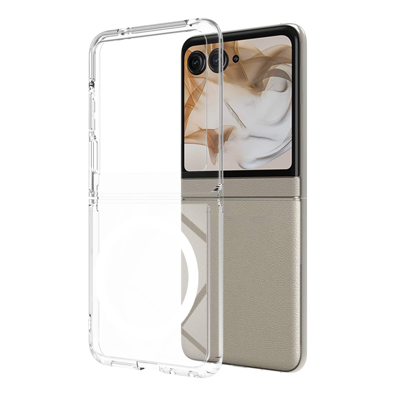 Dteck - Clear Magnetic Case for Motorola Razr (2024) Slim Anti Yellow Hard PC Shockproof Cover Wireless Charging Compatible - Clean