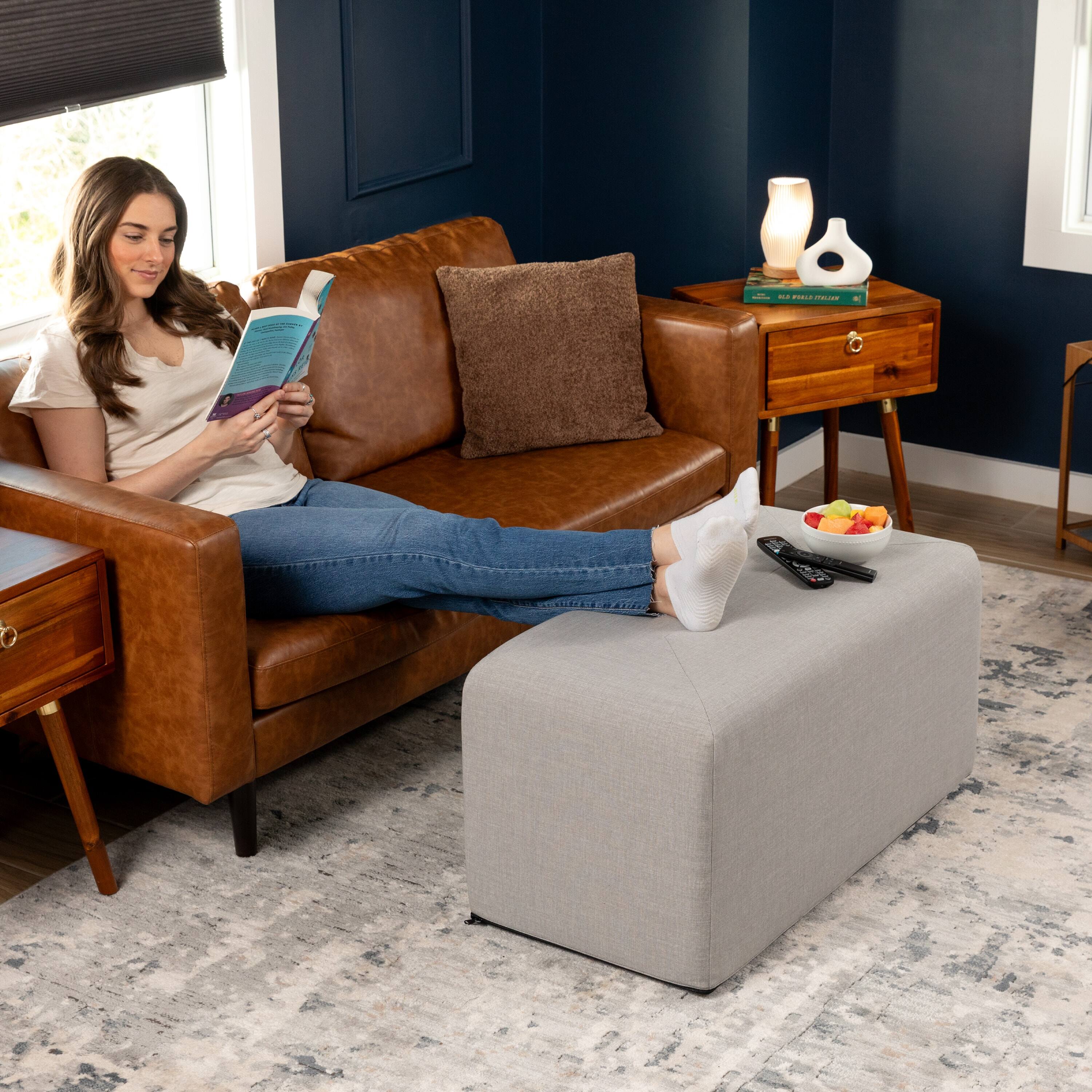 Alt View 1. Jaxx - Jaxx Monroe Large Rectangular Foam Ottoman / Coffee Table, (36 x 18), Shark Grey - Shark Grey.
