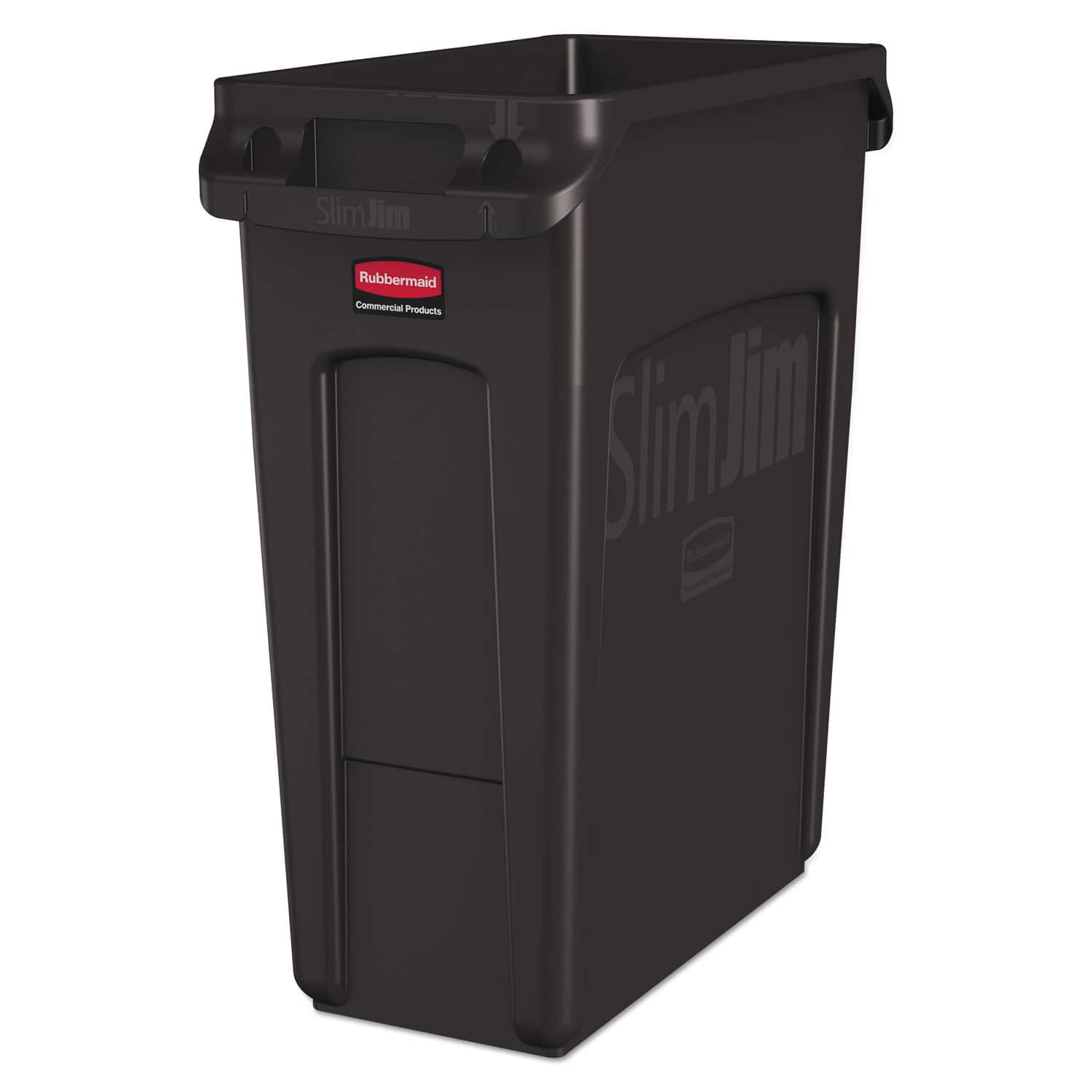 RubberMaid - Slim Jim with Venting Channels, 16 gal, Plastic, Black