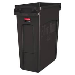 RubberMaid - Slim Jim with Venting Channels, 16 gal, Plastic, Black