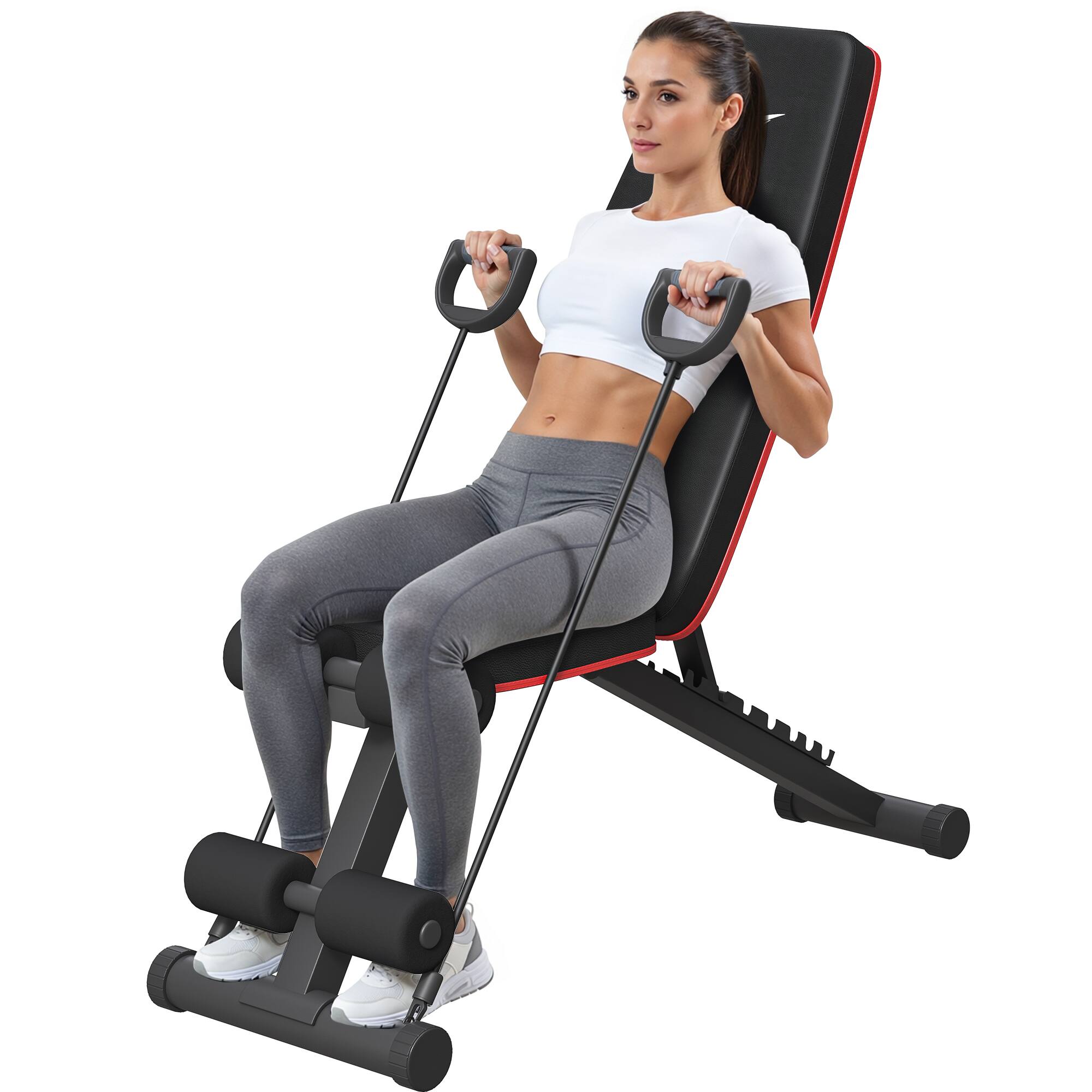 Alt View 5. KERDOM - Incline Decline Flat Bench, 7 Positions Adjustable Workout Bench for Home Gym, Foldable Bench Press with Resistance Band - Black.