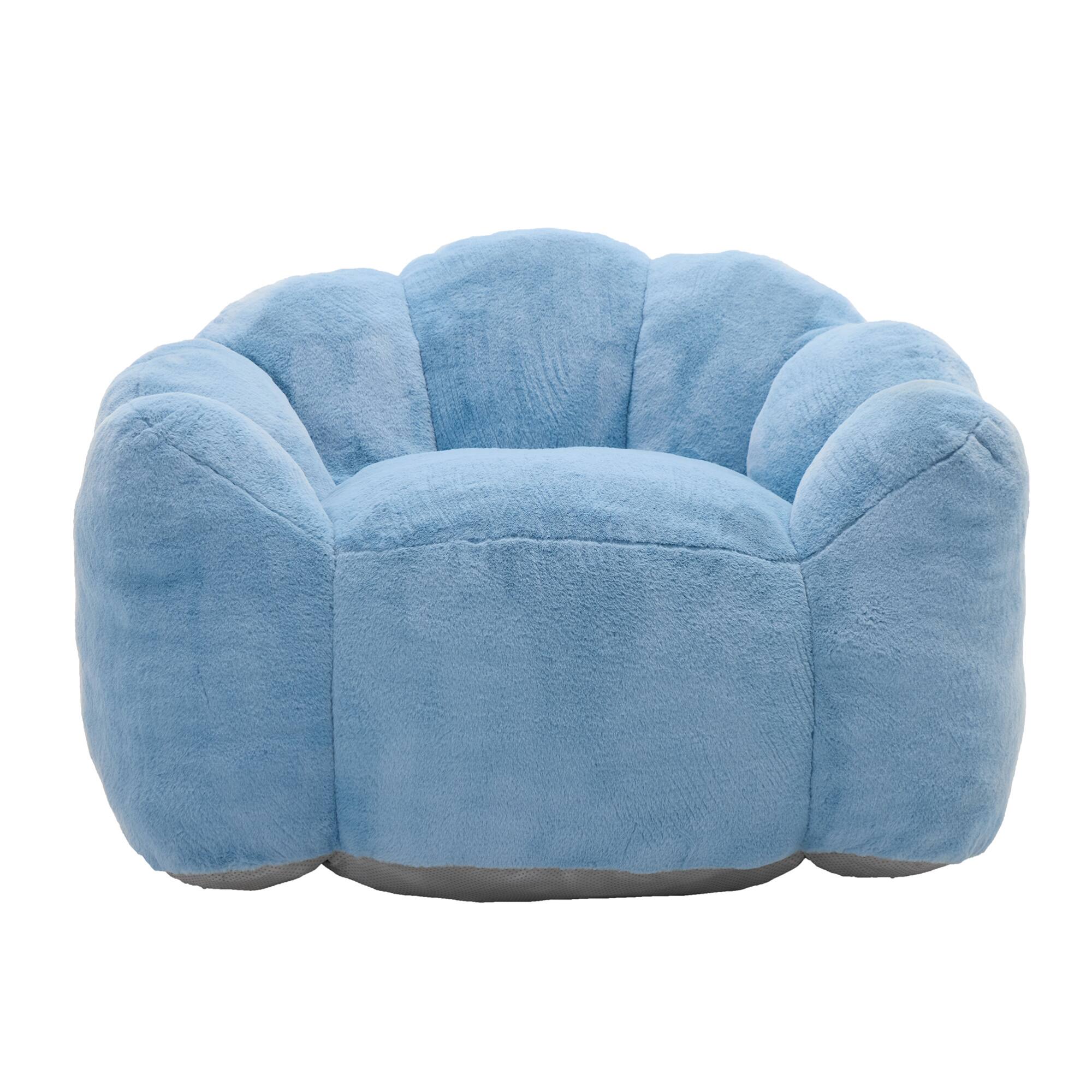 GOODSILO - Lotus Style Compression Sofa Bean Bag Chair with Pull Ring for Easy Mobility and No Assembly Required - Blue
