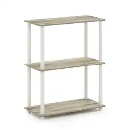 Furinno - Turn-N-Tube 3-Tier Compact Multipurpose Shelf Display Rack, Sonoma Oak/White - Sonoma Oak/White