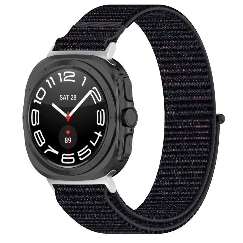 Front. StrapsCo - Nylon Comfort Watch Band Strap For Samsung Galaxy Watch Ultra - Midnight Black.