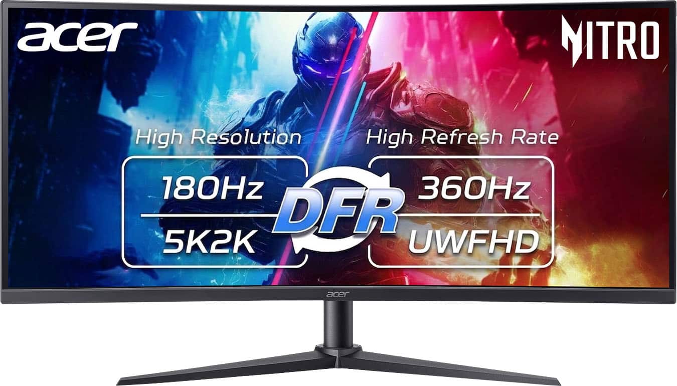 Acer - Nitro 34" HD 5K2K (5120 x 2160) 1500R Curved LCD, VA 360Hz, FreeSync Premium Gaming Monitor - DisplayPort, 2 x HDMI