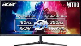 Acer - Nitro 34" HD 5K2K (5120 x 2160) 1500R Curved LCD, VA 360Hz, FreeSync Premium Gaming Monitor - DisplayPort, 2 x HDMI - Black