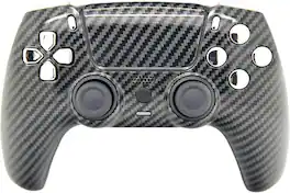 Custom Controllerzz - Custom Wireless Controller for PS5 - Glossy Carbon Fiber & Silver Chrome Inserts