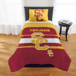 Sweet Home Collection - NCAA USC Trojans Comforter & Sham Set- Twin/Twin XL - Multicolored
