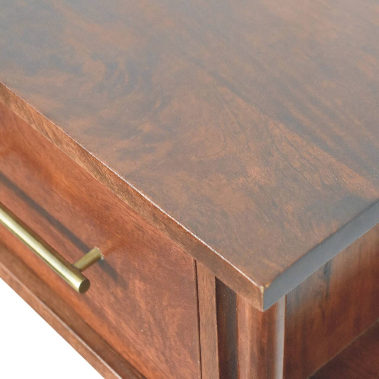 Alt View 3. Artisan Furniture - Artisan Furniture Solid Wood Wall-Mounted Bedside with Brass Handle, 1 Drawer, Dark Brown - Dark brown.