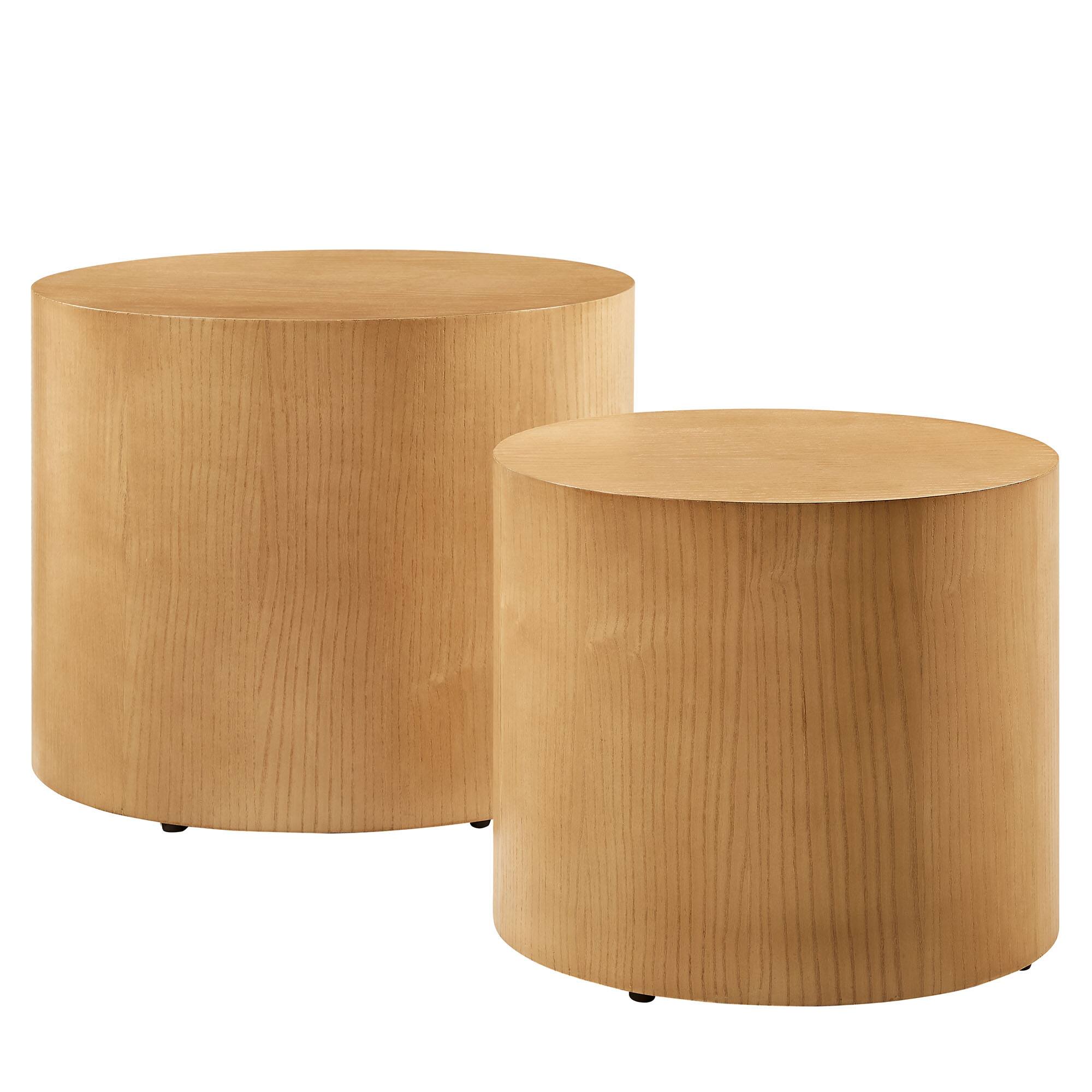 Alt View 4. Modway - Amani Round Nesting Coffee Tables Set of 2 by Modway - Natural.