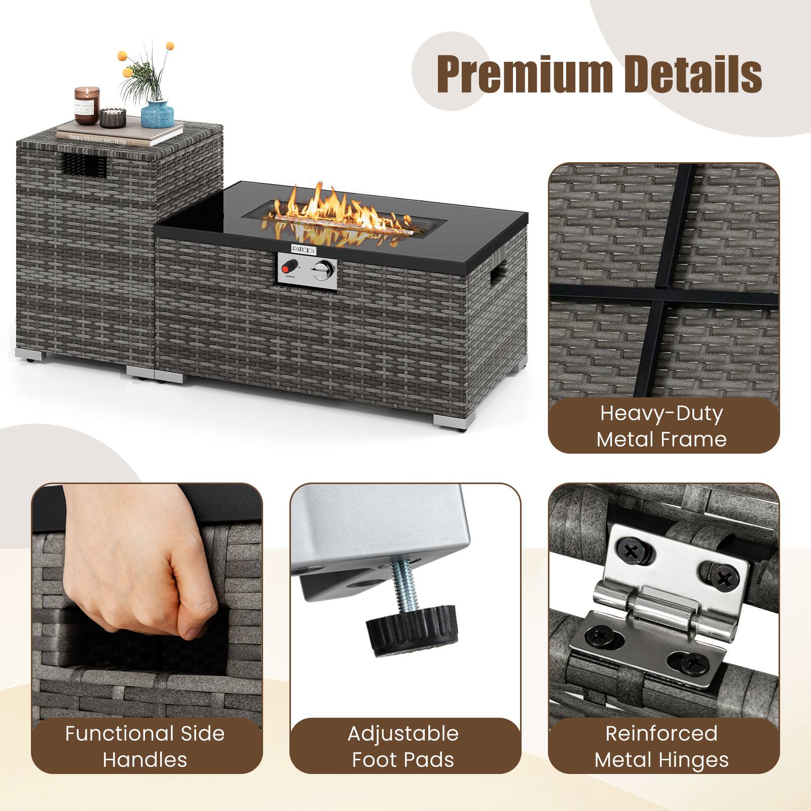 Premium Details

- Heavy-Duty Metal Frame
- Functional Side Handles
- Adjustable Foot Pads
- Reinforced Metal Hinges
